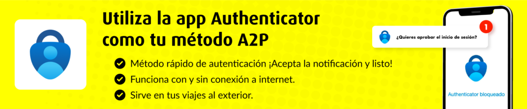 banner web app Authenticator método A2P